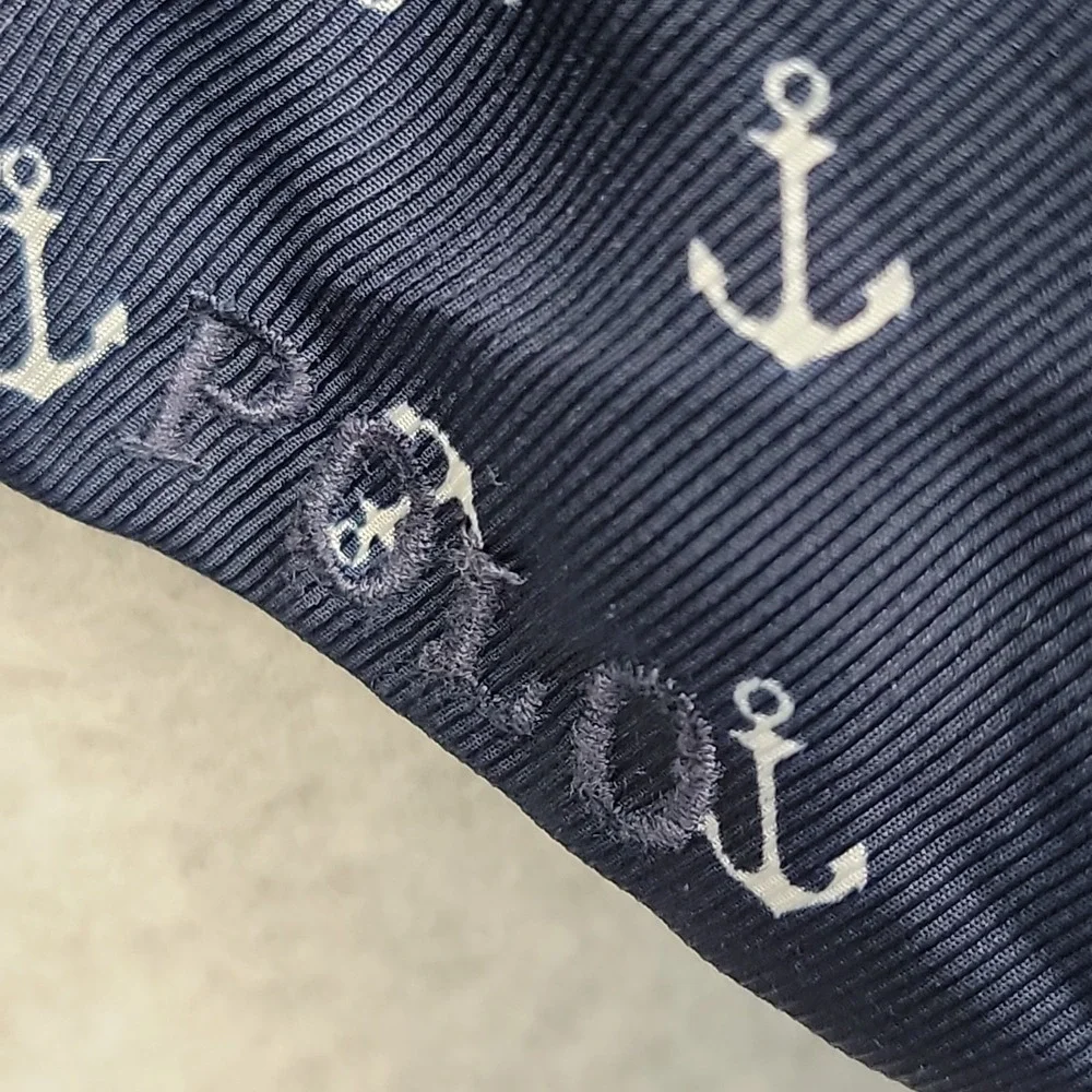 Polo Ralph Lauren Girls Anchor‎ Print Navy Twill Dress Red Ribbon Sz 5 Nautical